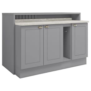 Bancada E Balcao Gourmet 146 cm CE818 Americana Cinza Calcare Henn