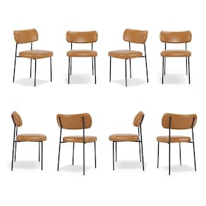 Cadeiras De Jantar Base Ferro Nile Kit 8 Sintético Pu Caramelo A08 - D`rossi