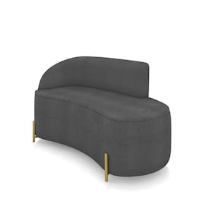 Sofá 2 Lugares Orgânico 140cm Pé Dourado Morgan Bouclê Grafite D03 - D`rossi
