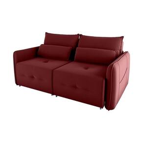 Sofá Cama 2 Lugares Com Almofadas 205cm Celine Matrix Veludo Vinho