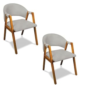 Cadeira Sala De Jantar Em Madeira Kit 2 Yara Suede Cinza D03 - D`rossi