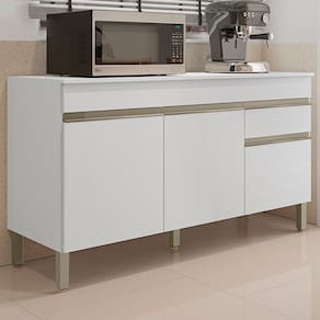 Balcão de Cozinha Silver 150 Cm 3 Portas 1 Gaveta Supremo - Pnr Móveis