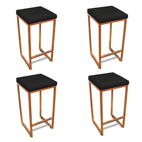 Banqueta Alta Para Cozinha Industrial Kit 4 Nick Bronze E SintéticoPreto D03 - D`rossi