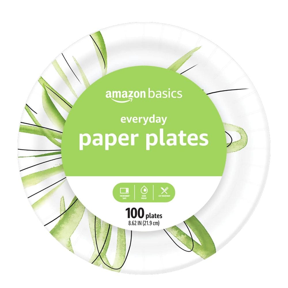 Pratos de papel Amazon Basics Everyday 22 cm (100 unidades)