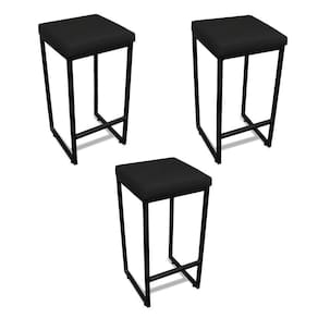 Banqueta Alta Para Cozinha Industrial Kit 3 Nick Preto E SintéticoPreto D03 - D`rossi