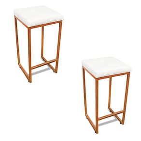 Banqueta Alta Para Cozinha Industrial Kit 2 Nick Bronze E SintéticoBranco D03 - D`rossi