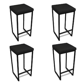 Banqueta Alta Para Cozinha Industrial Kit 4 Nick Preto E SintéticoPreto D03 - D`rossi