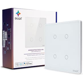 Interruptor Inteligente Touch borda 2.5 D Wifi+BLE 4X4 4 botões Branco Google home e Alexa