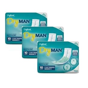 Kit Absorvente Adulto Masculino Dry Man (3 Pacotes C/10 Un)