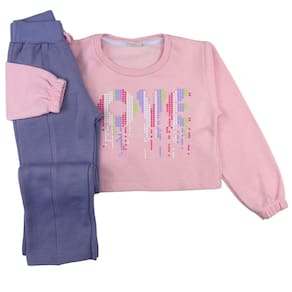 Conjunto Infantil Feminino Cropped com Strass e Calça Flare
