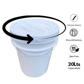 Balde Para Ração De Gato 20L Tampa De Rosquear - Kit 14 Pçs