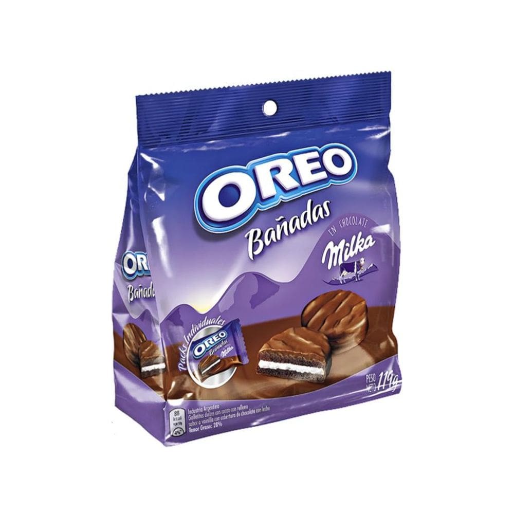 Oreo Banadas Cobertura Chocolate Milka C/ 7unid 119g - Importado