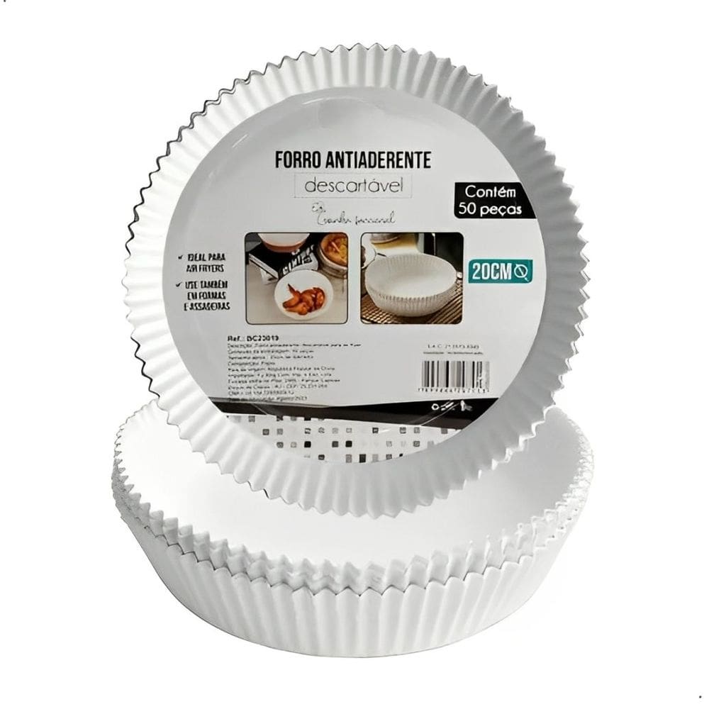 Forma Redonda Com 50 Folhas Decartáveis 20cm Para Air Fryer