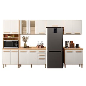 Cozinha Modulada Intenza Ravena 6 Peças Freijó-off White Cristal - Nicioli Freijó-off White Cristal
