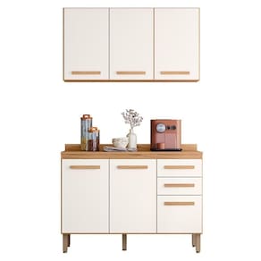 Cozinha Modulada Intenza Amore 2 Peças Freijó-off White Cristal - Nicioli Freijó-off White Cristal