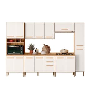 Cozinha Modulada Intenza Carolina 6 Peças Freijó-off White Cristal - Nicioli Freijó-off White Cristal