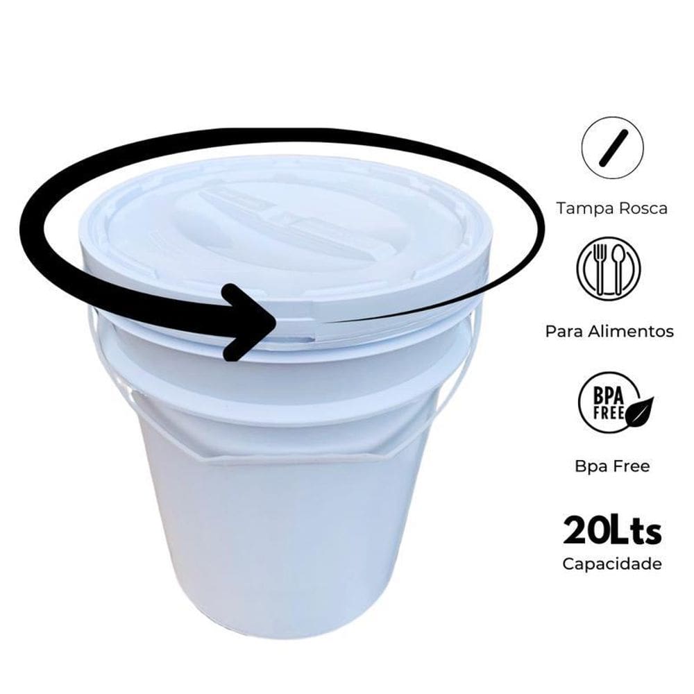 Balde Para Pesca Alça Plástica E Tampa Rosca - Kit 14 Pçs