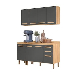 Cozinha Modulada Intenza Lily 4 Peças Freijó-chumbo - Nicioli Freijó-chumbo