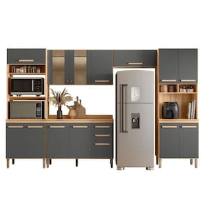 Cozinha Modulada Intenza Zoe 5 Peças Freijó-chumbo - Nicioli Freijó-chumbo
