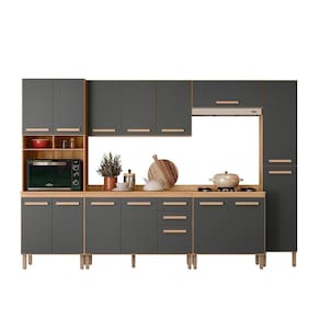 Cozinha Modulada Intenza Carolina 6 Peças Freijó-chumbo - Nicioli Freijó-chumbo