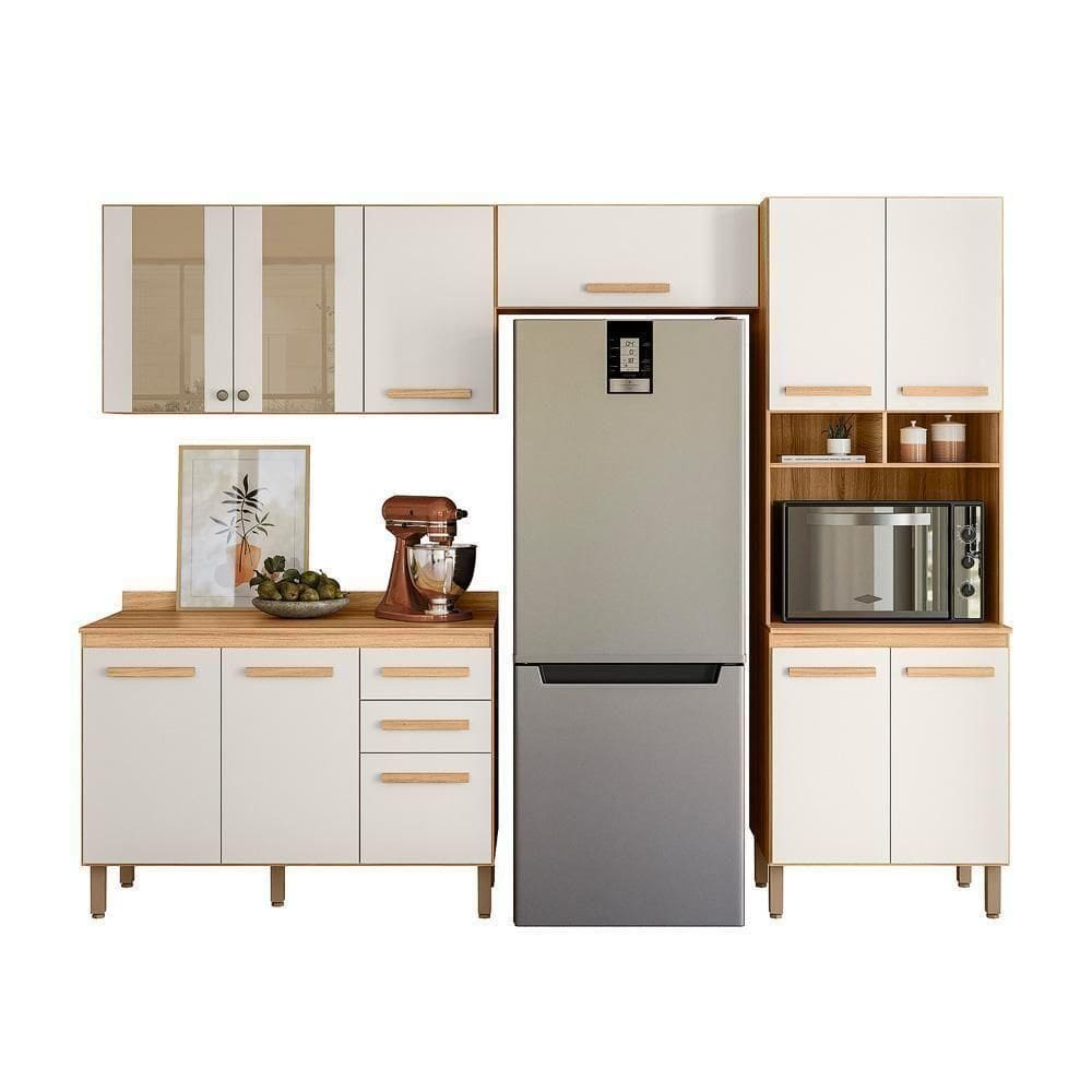 Cozinha Modulada Intenza Nubia 4 Peças Freijó-off White Cristal - Nicioli Freijó-off White Cristal