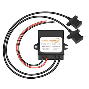 Conversor DC-DC YIPIN HEXHA 12V/24V para 5V 6A 30W com USB duplo