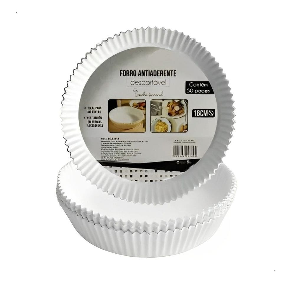 Forma Redonda Com 50 Folhas Decartáveis Para Air Fryer 16cm