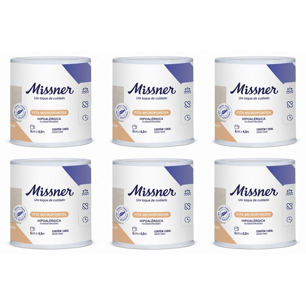 Kit 6 Fita Microporosa Bege 5x4,5 - Missner