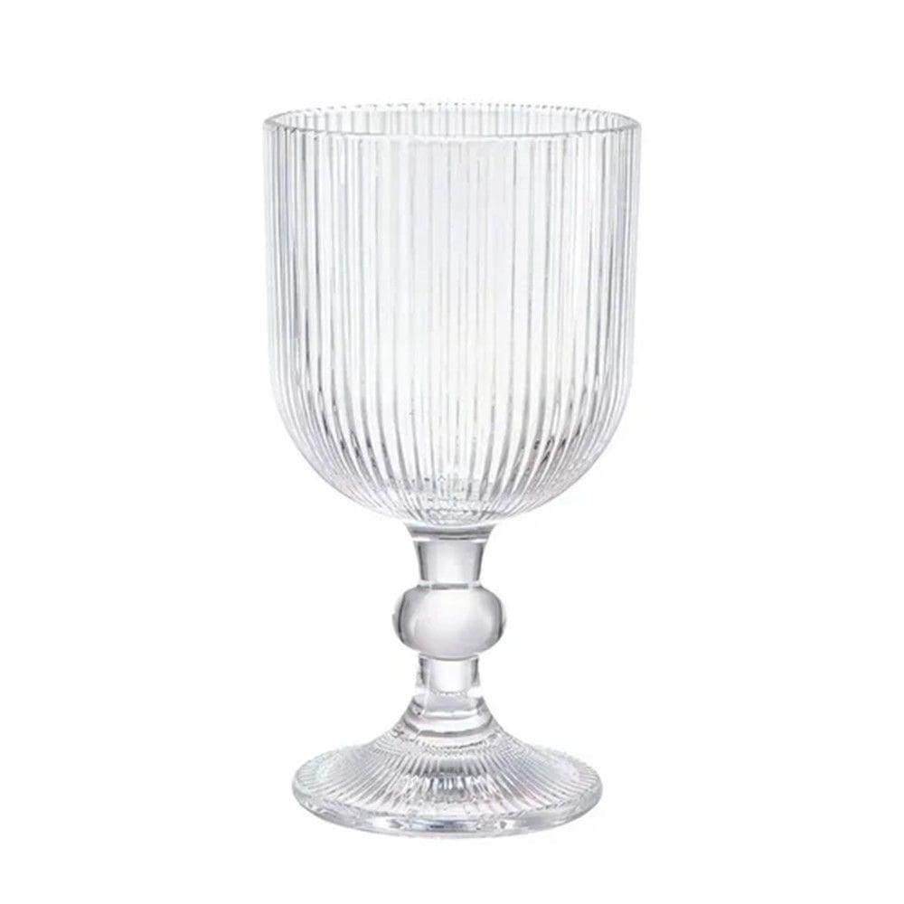 Taça De Vidro Transparente Canelada 380ml Em Casa Tem