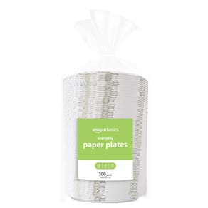 Pratos de papel Amazon Basics, descartáveis de 22 cm, 300 unidades