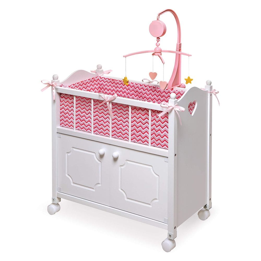 Cesta de texugo Toy Doll Bed com armário de armazenamento para bonecas de 22 polegadas
