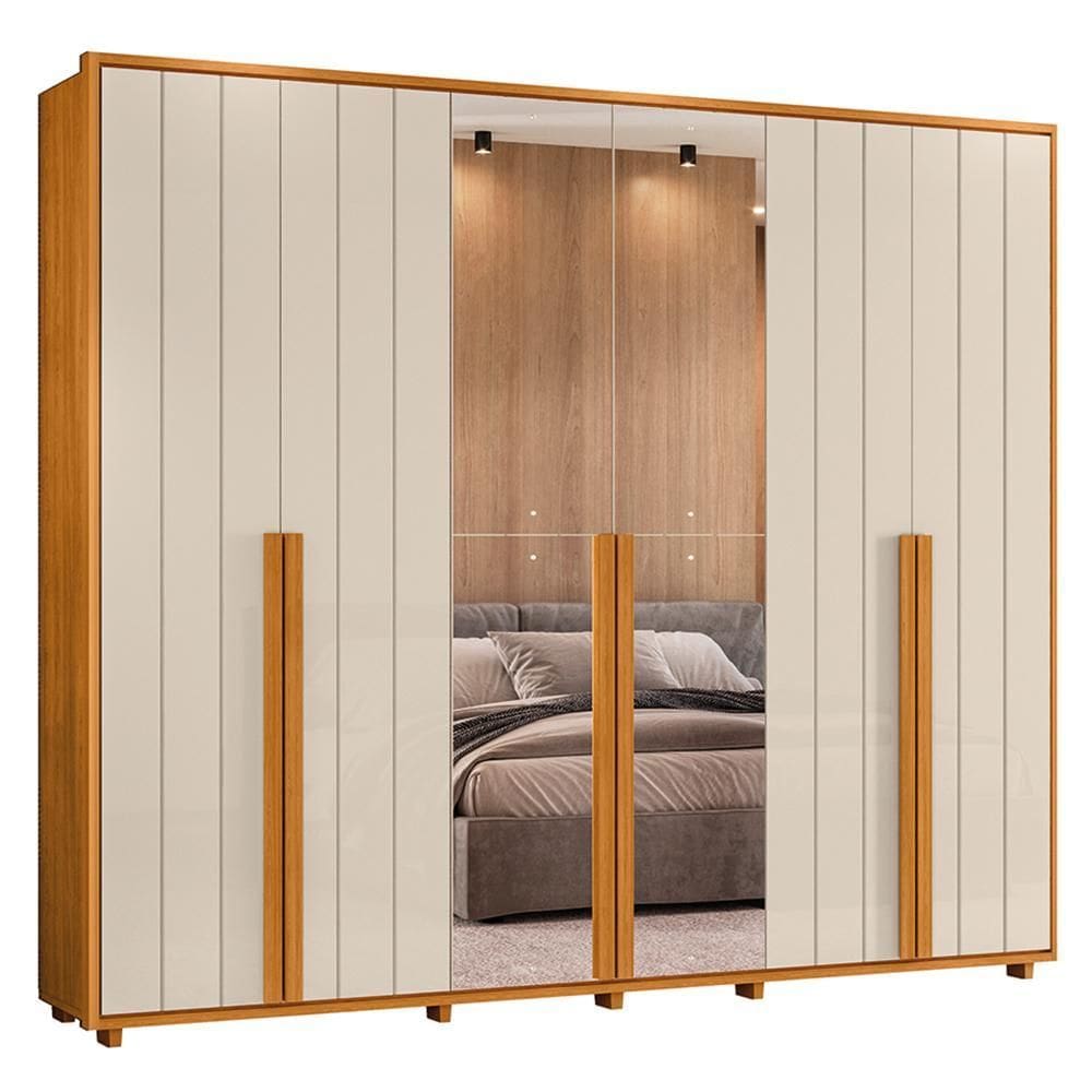 Guarda Roupa Casal Volpi Ripado 6 Portas com 4 Espelhos - Madetec