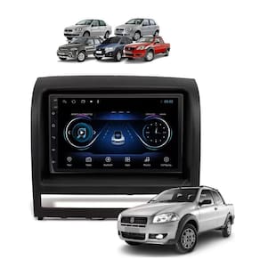 Kit Multimidia Siena 2005 / 2011 Mold Preta 7 Pol Android 2/32GB GPS Carplay- 701KC First Option