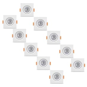 Kit 10 Spot Led Elgin Luminária Mr11 3W 6500K Direcionável Quadrado