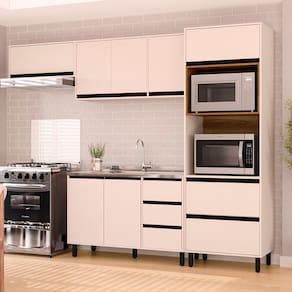 Cozinha Completa Koya 8 Portas 4 Gavetas 40250029 Creme - Politorno