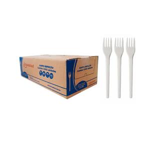 Garfo Refeição Branco cx c/1000 Granel - Strawplast
