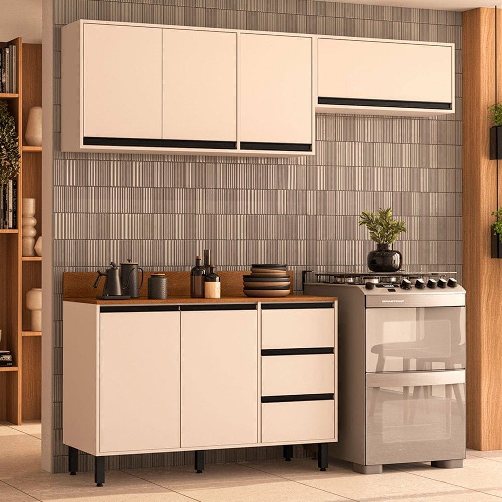 Cozinha Completa Koya 6 Portas 3 Gavetas 40250039 Creme - Politorno