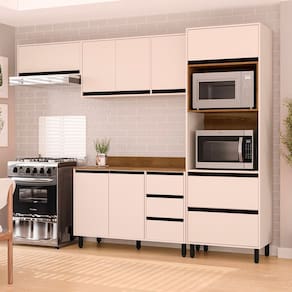 Cozinha Completa Koya 8 Portas 4 Gavetas 40250041 Creme - Politorno