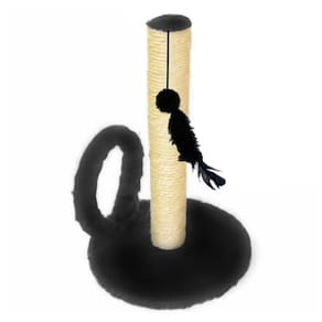 Arranhador Com Arco Pelucia Poste Sisal 40cm Preto Redondo