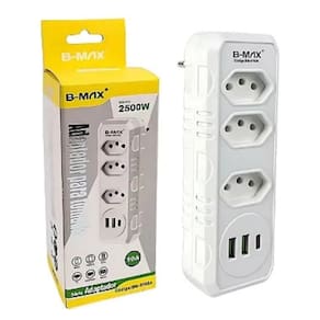 Adaptador Compacto 3 Tomadas+2USB+1 TIPO-C Boa Conexão
