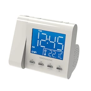 Despertador de projeção Magnasonic EAAC601W com rádio branco
