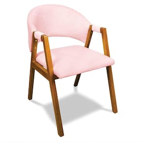 Cadeira Sala De Jantar Em Madeira Yara Suede Rosa Bebê D03 - D`rossi
