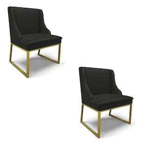 Cadeira Sala De Jantar Industrial Dourado Kit 2 Liz Sintético Pto D03 - D`rossi