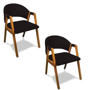Cadeira Sala De Jantar Em Madeira Kit 2 Yara Suede Preto D03 - D`rossi
