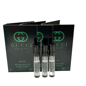 Perfume Gucci Guilty Black EDT Spray para homens, tamanho de viagem de 1,5 ml