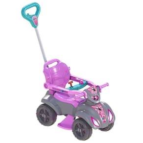 Quadriciclo Infantil Baby Spyder Girl Com Haste Guia E Proteção Lateral Segurança E Diversão Rosa