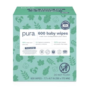Lenços umedecidos para bebês Pura Natural Sensitive 99% de água sem perfume x600