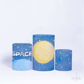 Trio Capa Cilindro 3d Festa Astronauta Sublimado Veste Fácil C/elástico