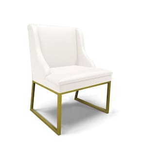 Cadeira Sala De Jantar Industrial Dourado Liz Sintético Branco D03 - D`rossi