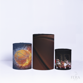 Trio de Capa Cilindro para Festa Infantil Veste Fácil C/elástico Basquete